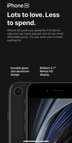 Apple iPhone SE 2nd Gen. 64GB-BLACK- UNLOCK